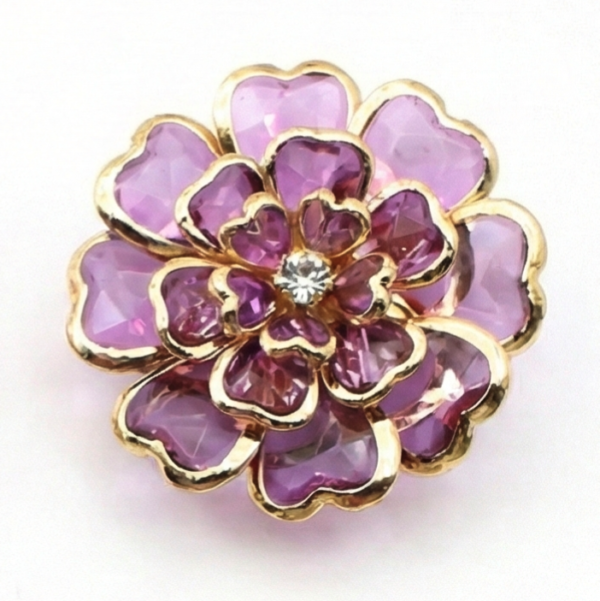 Cubrebotón Flor Camelia Esmaltada Lila