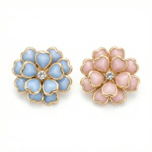 Cubrebotón Flor Corazón Esmaltada con Strass