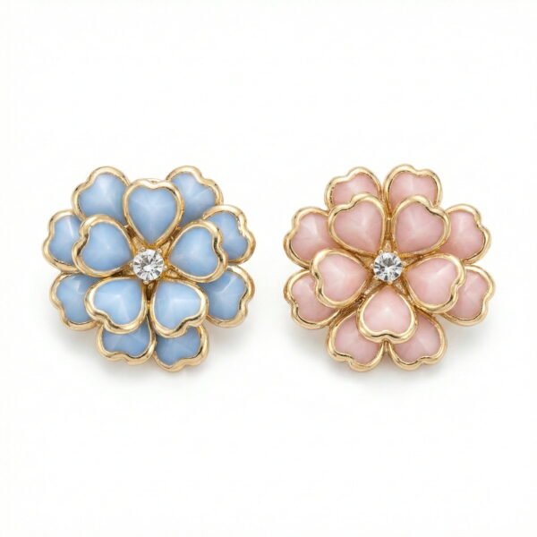 Cubrebotón Flor Corazón Esmaltada con Strass