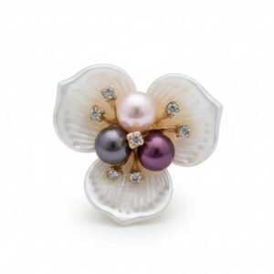 Cubrebotón Flor Nácar Tricolor con Strass