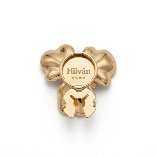 Cubrebotón Floral Dorado con Perlas y Strass Dorso