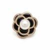 Cubrebotón Flor Camelia Esmaltada Negra con Perla