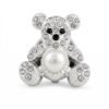 Cubrebotón Osito Plateado con Strass y Perla