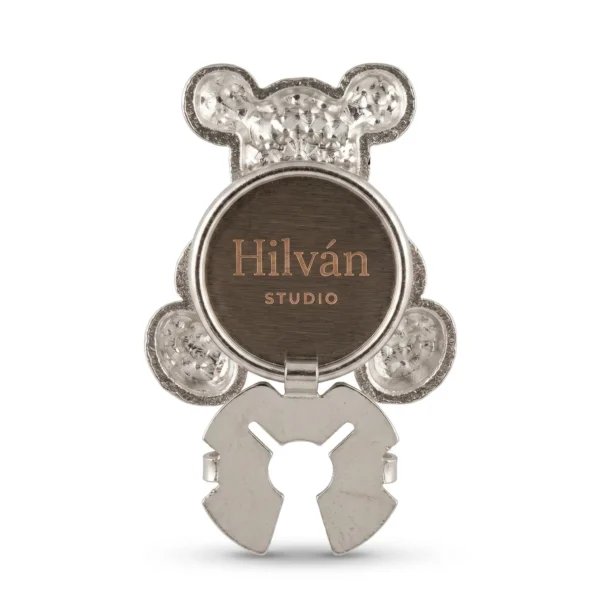 Cubrebotón Osito Plateado con Strass y Perla-Reverso