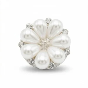 Cubrebotón Corona de Perlas Gota con Strass