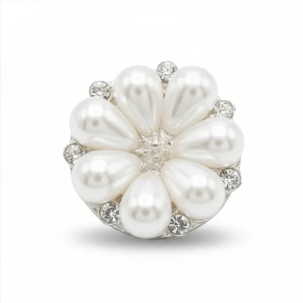 Cubrebotón Corona de Perlas Gota con Strass